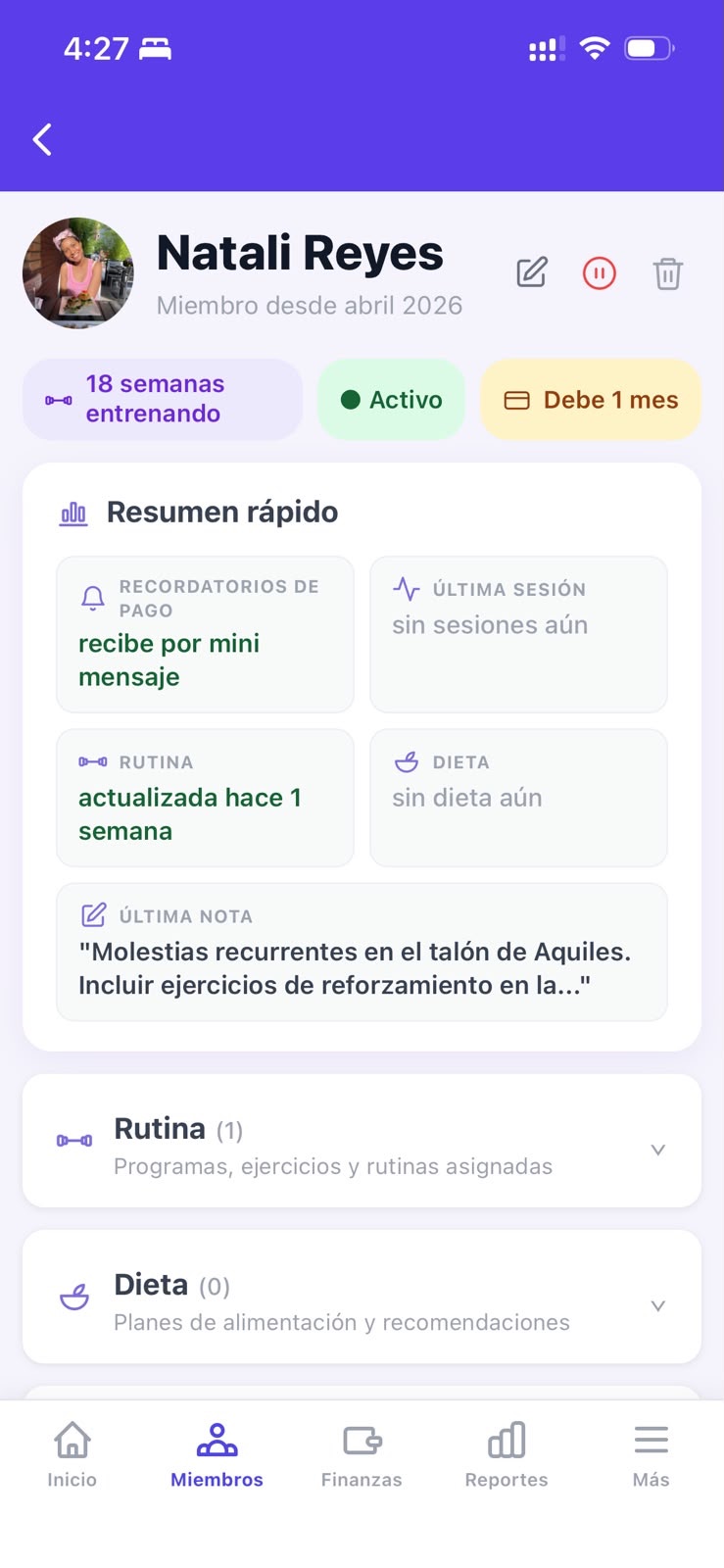 Perfil del miembro