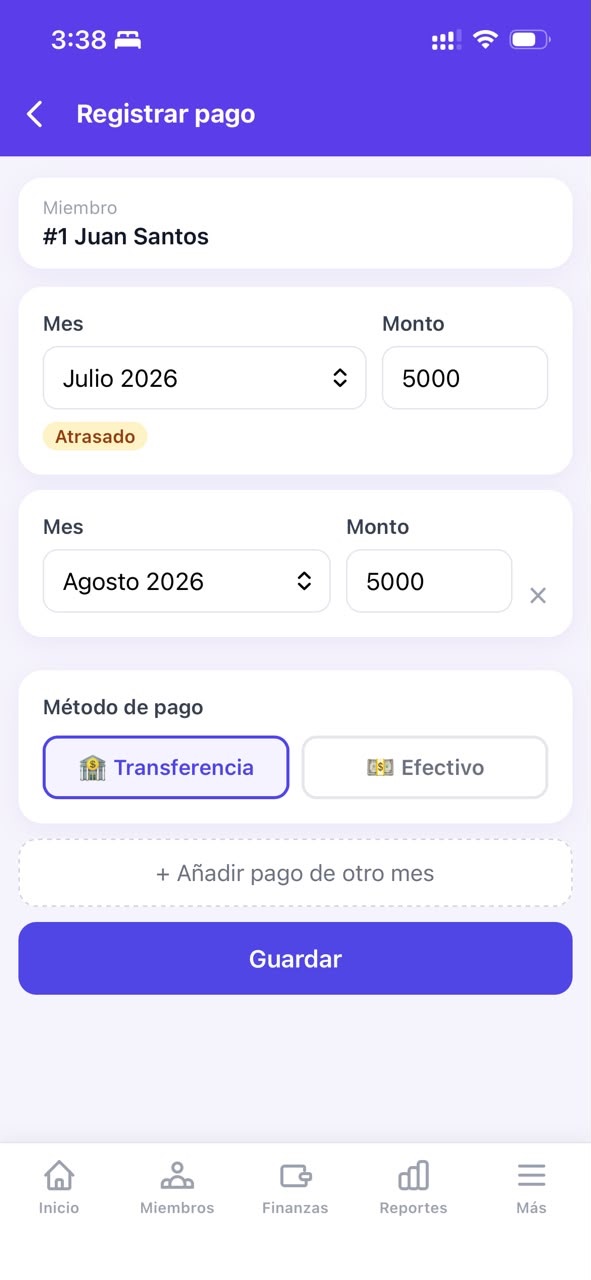 Registrar pago